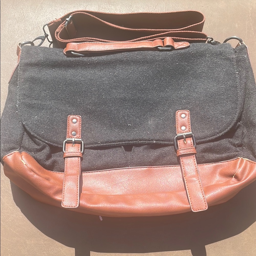 Charcoal, gray, and brown laptop, Crossbody bag from something strong, New York